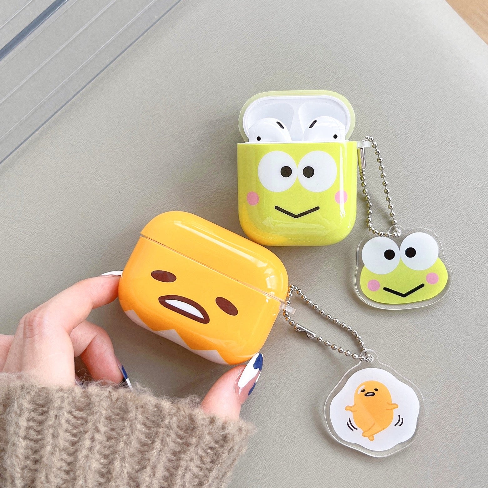 Japanese Cartoon Keroppi Gudetama Simple Big Head AirPods AirPodsPro AirPods3 Case KawaiiGiftLand