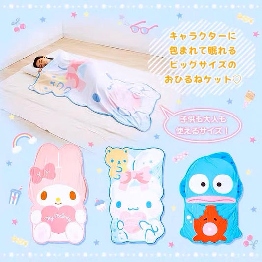 Sanrio Summer Cool Feeling & Felt Blanket | My Melody Cinnamoroll Hangyodon - 145x90cm KawaiiGiftLand