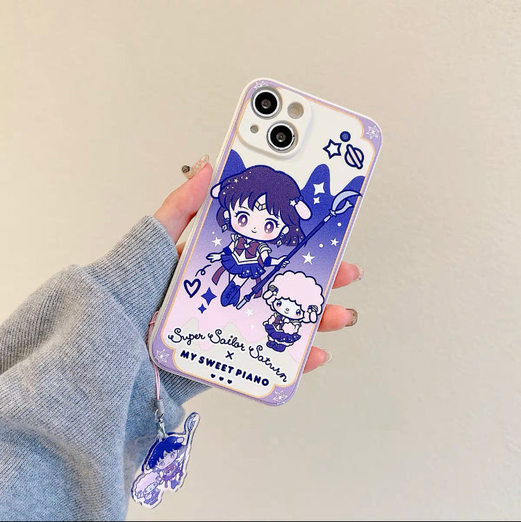 White Japanese Cartoon Sailor Girl X Little Twin Stars Piano PC iPhone Case 6 7 8 PLUS SE2 XS XR X 11 12 13 14 15 16 Pro Promax 12mini 13mini KawaiiGiftLand