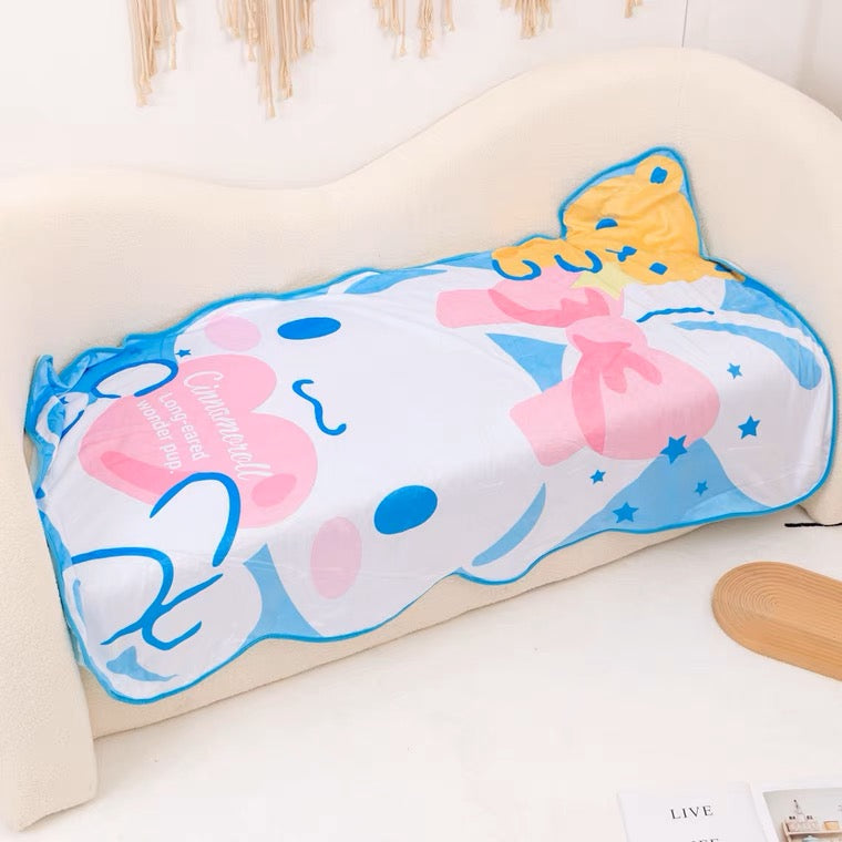 Sanrio Summer Cool Feeling & Felt Blanket | My Melody Cinnamoroll Hangyodon - 145x90cm KawaiiGiftLand
