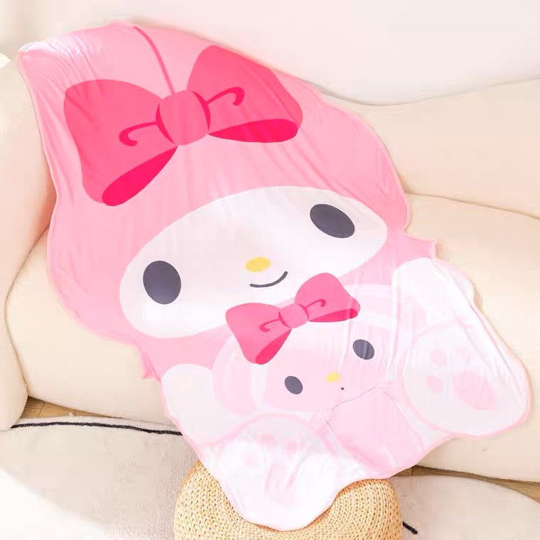 Sanrio Summer Cool Feeling & Felt Blanket | My Melody Kuromi Cinnamoroll Pompompurin - 145x90cm KawaiiGiftLand