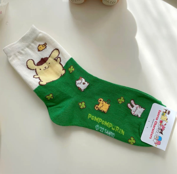 Sanrio Kawaii Colourful Cotton Socks | Hello Kitty My Melody Kuromi Cinnamoroll Pompompurin Keroppi Bad Badtz Maru - Short Boot Socks KawaiiGiftLand