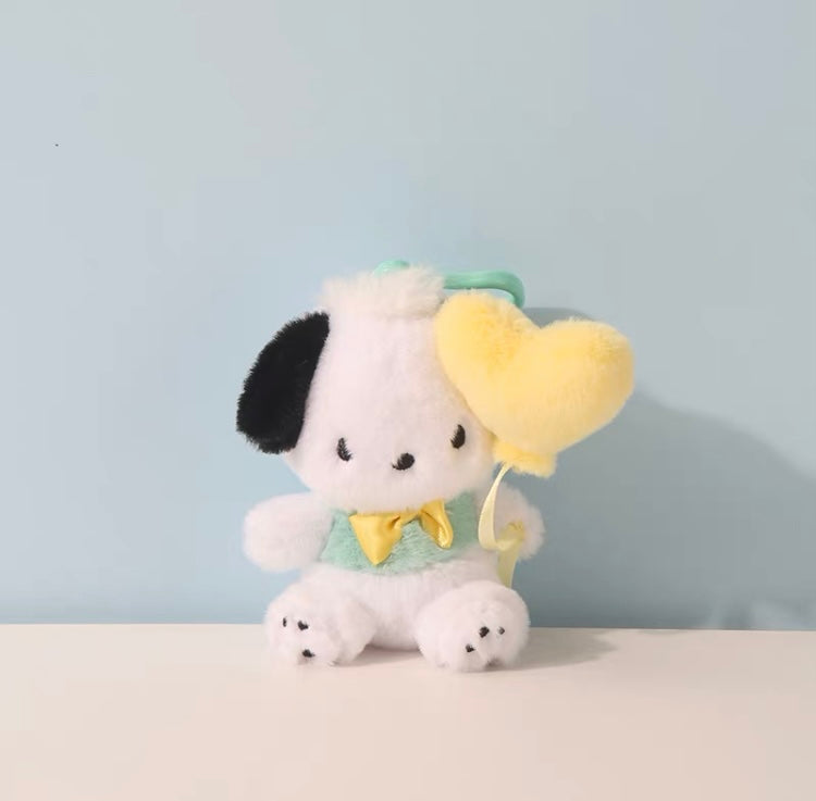 Sanrio Characters with Balloon Plush Doll Keychain | Hello Kitty My Melody Kuromi Cinnamoroll Pompompurin Pochacco KawaiiGiftLand