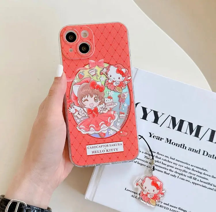Japanese Cartoon CardCaptorSakura Cafe Maid Laser Version with KT MM KP iPhone Case 6 7 8 PLUS SE2 XS XR X 11 12 13 14 15 Pro Promax 12mini 13mini - KawaiiGiftLand