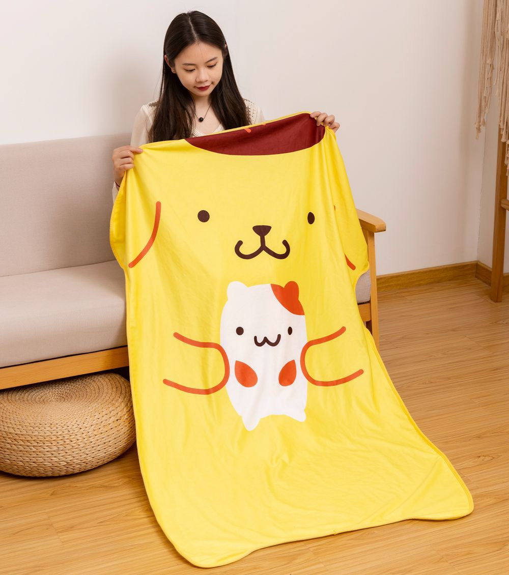 Sanrio Summer Cool Feeling & Felt Blanket | My Melody Kuromi Cinnamoroll Pompompurin - 145x90cm KawaiiGiftLand