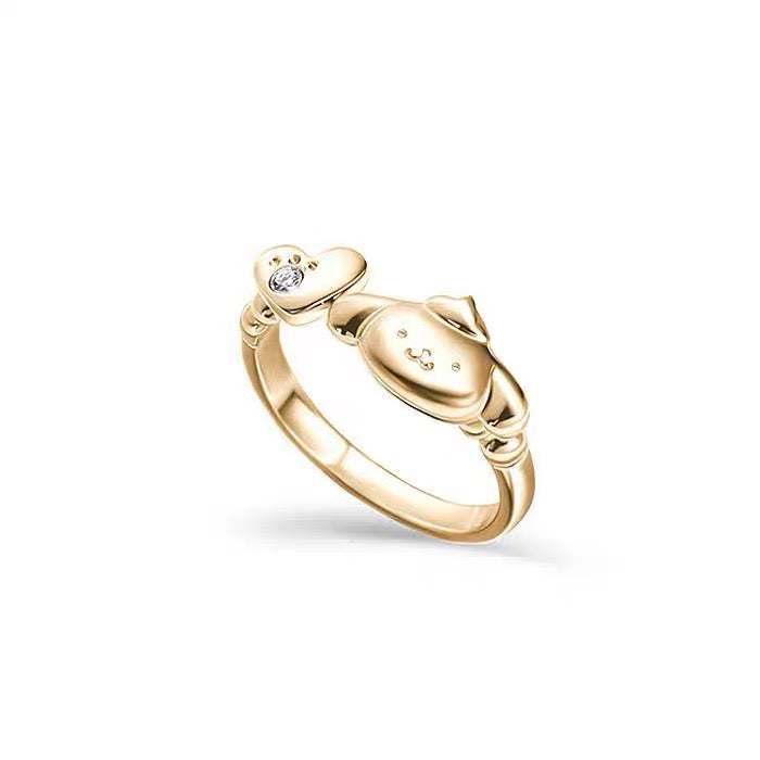Sanrio Pompompurin 925 Sterling Silver Ring Gold & Silver with Ring Box KawaiiGiftLand
