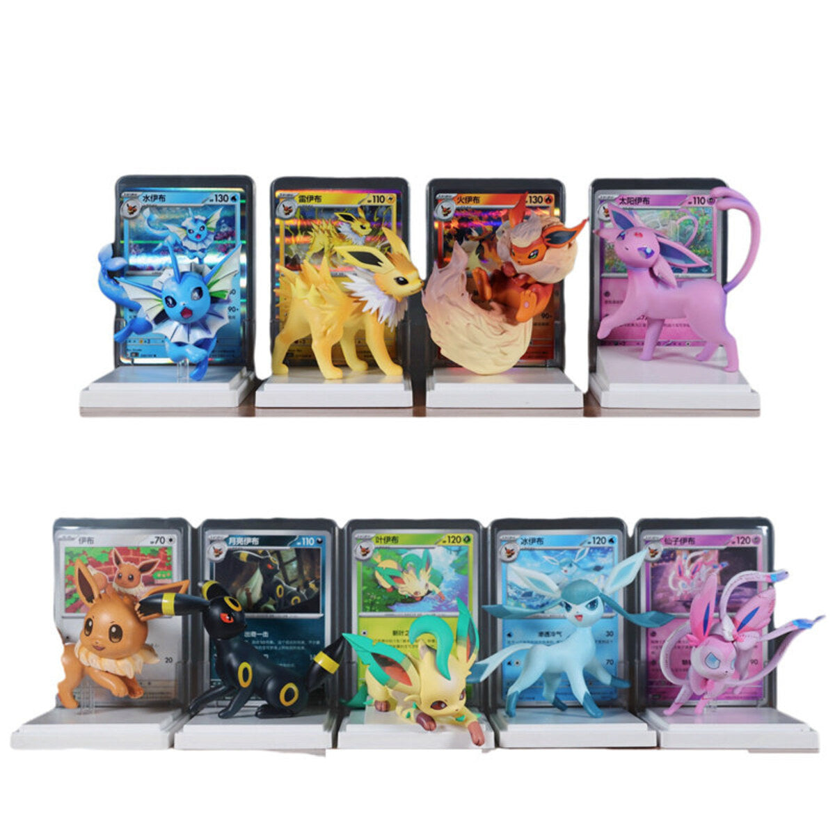 Pokemon Card Eevee Collection - full 9 confirmed figure lineup with card displays