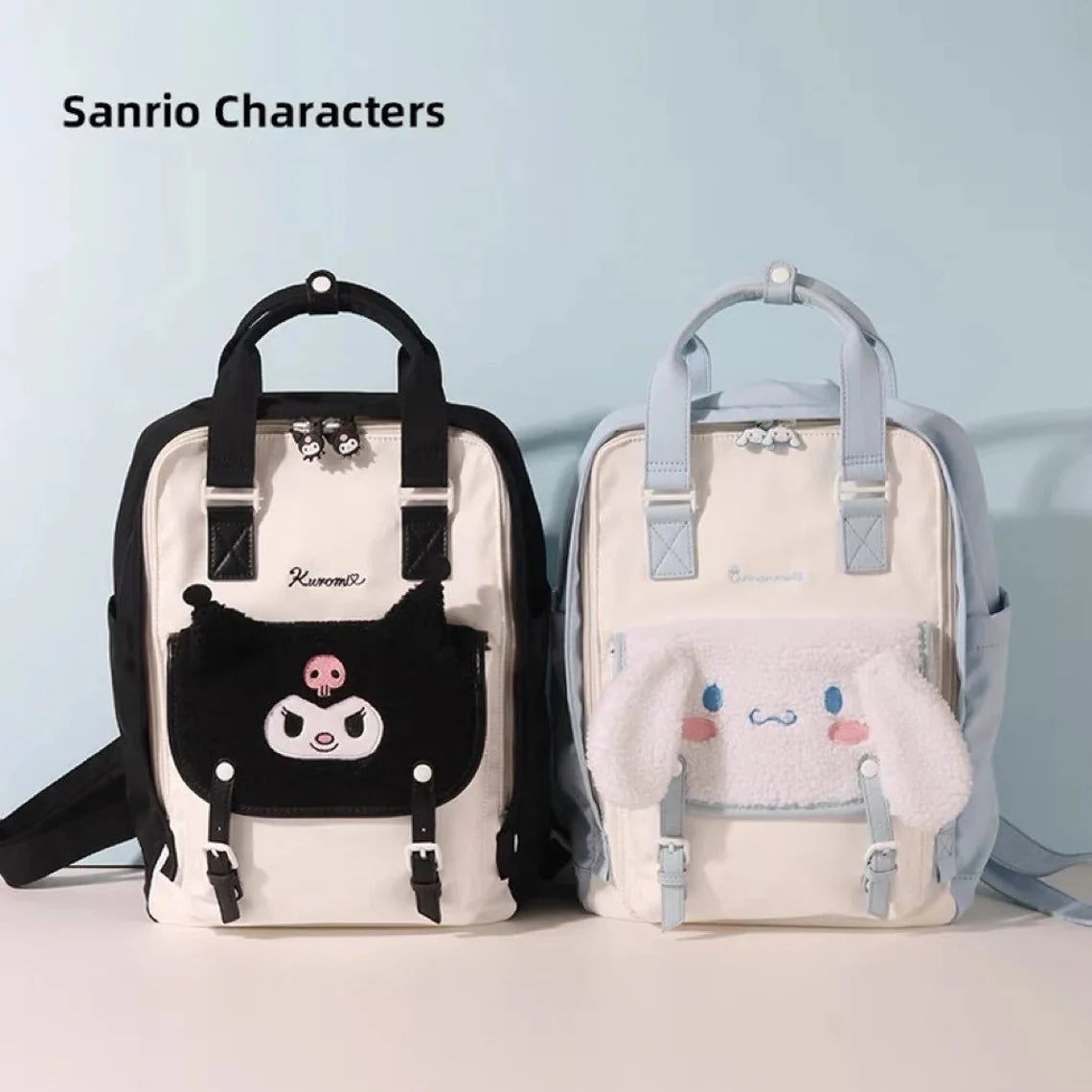 Sanrio Kuromi Cinnamoroll 2 ways Backpack Fluffy Face can put in Laptop KawaiiGiftLand