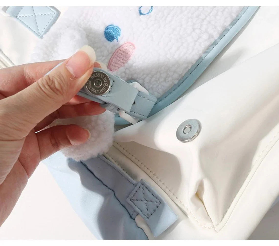 Sanrio Kuromi Cinnamoroll 2 ways Backpack Fluffy Face can put in Laptop KawaiiGiftLand