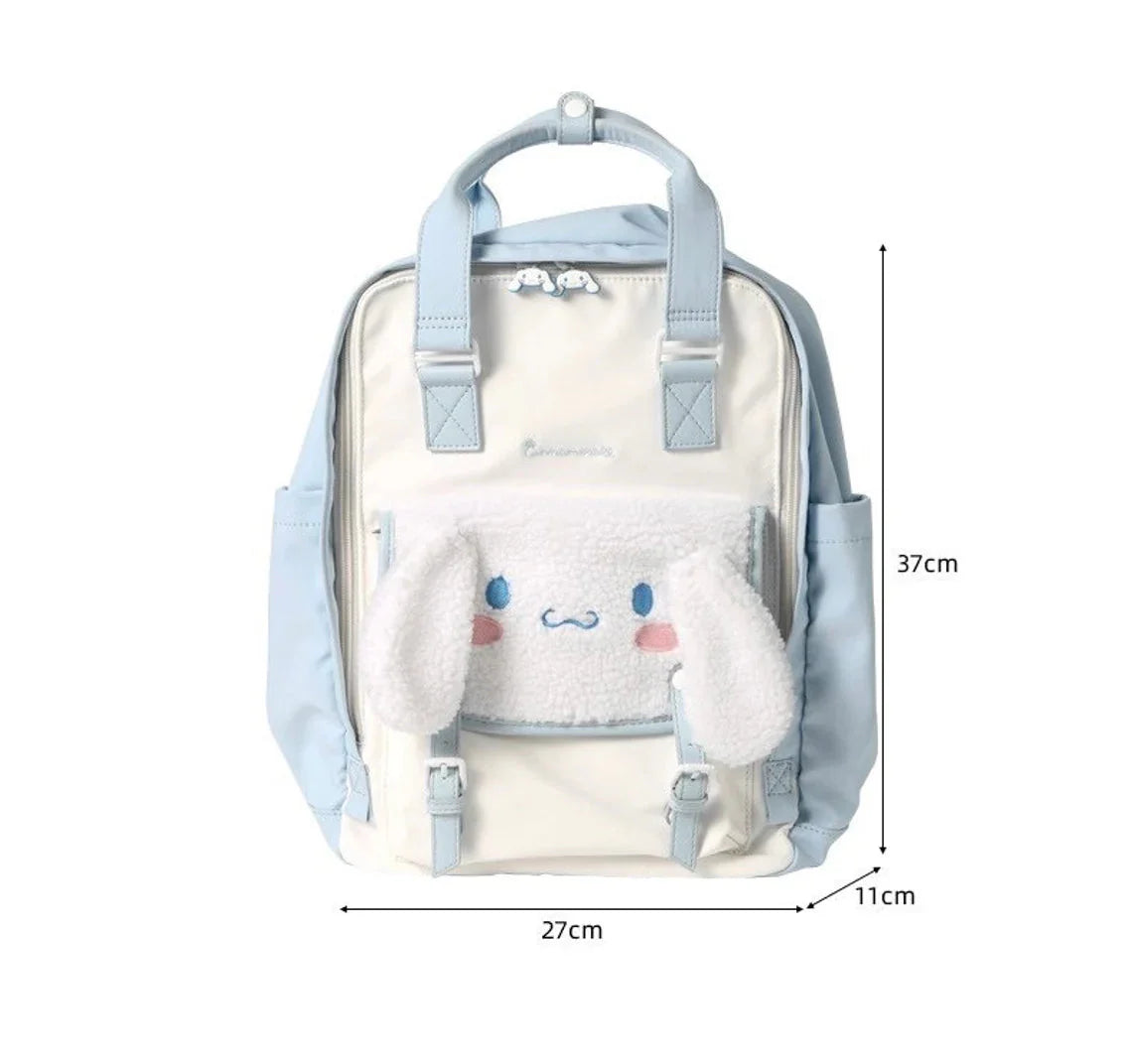 Sanrio Kuromi Cinnamoroll 2 ways Backpack Fluffy Face can put in Laptop KawaiiGiftLand