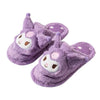 Sanrio Kuromi Purple Fluffy Big Head Fur Winter Slippers
