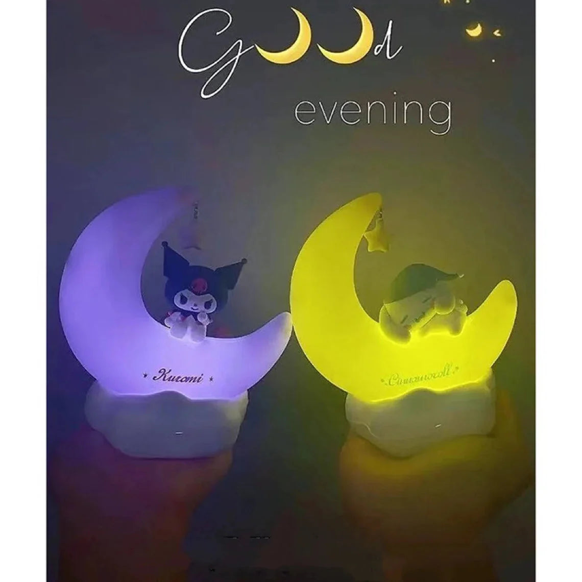 Sanrio Kuromi Sits on Moon Night Purple Light with USB Recharge KawaiiGiftLand
