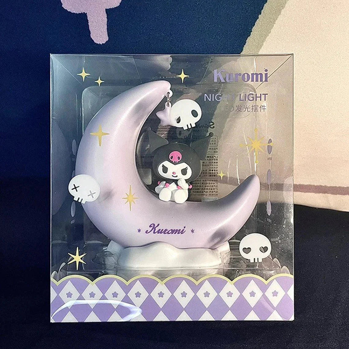 Sanrio Kuromi Sits on Moon Night Purple Light with USB Recharge KawaiiGiftLand