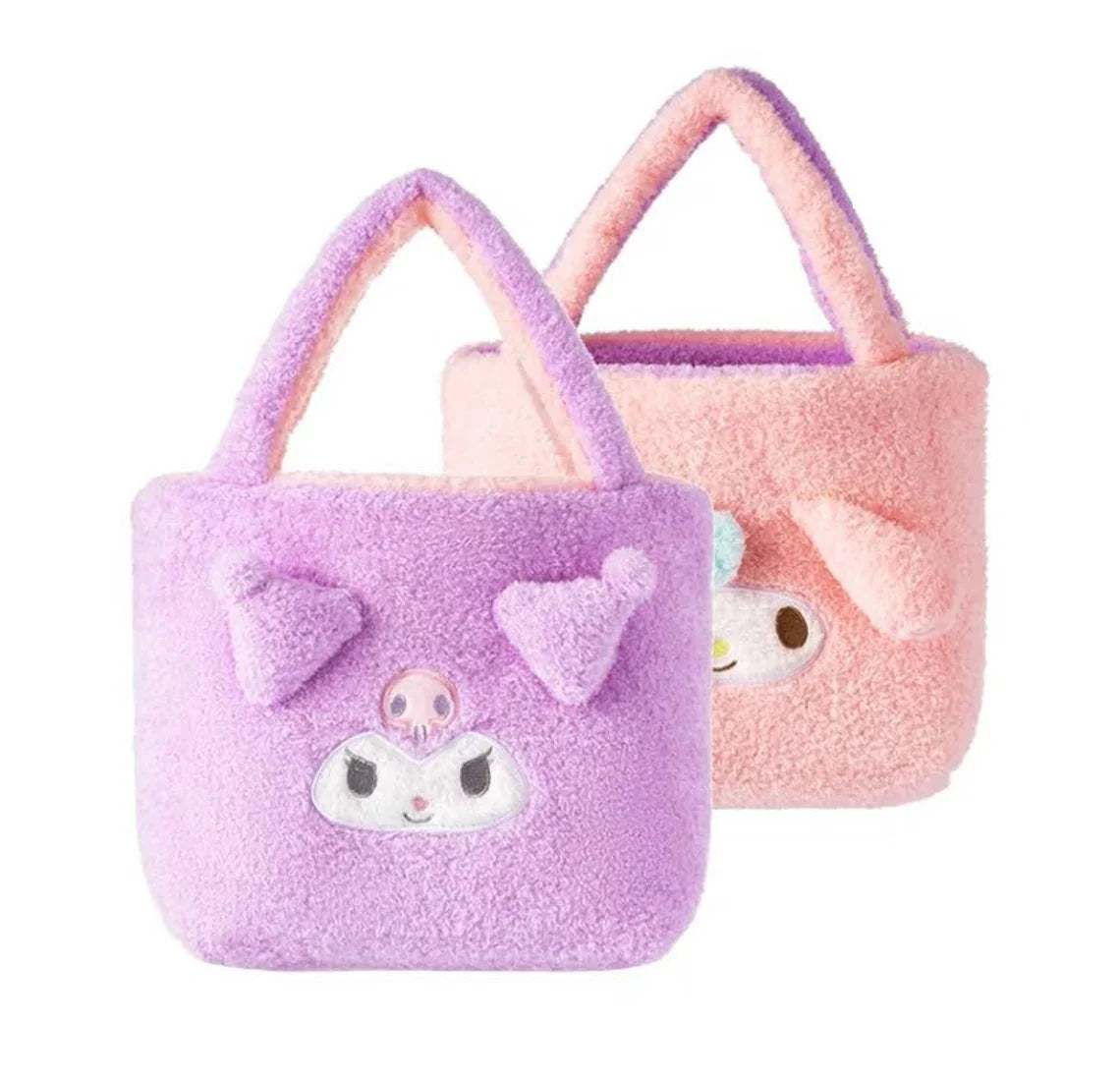 Sanrio Double Face My Melody & Kuromi - Cinnamoroll & Pochacco Fluffy Hand Tote Bag KawaiiGiftLand