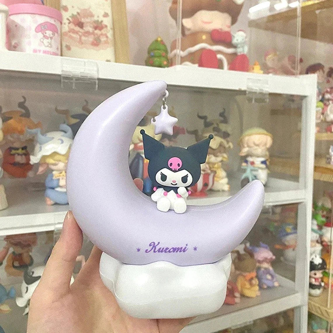 Sanrio Kuromi Sits on Moon Night Purple Light with USB Recharge KawaiiGiftLand