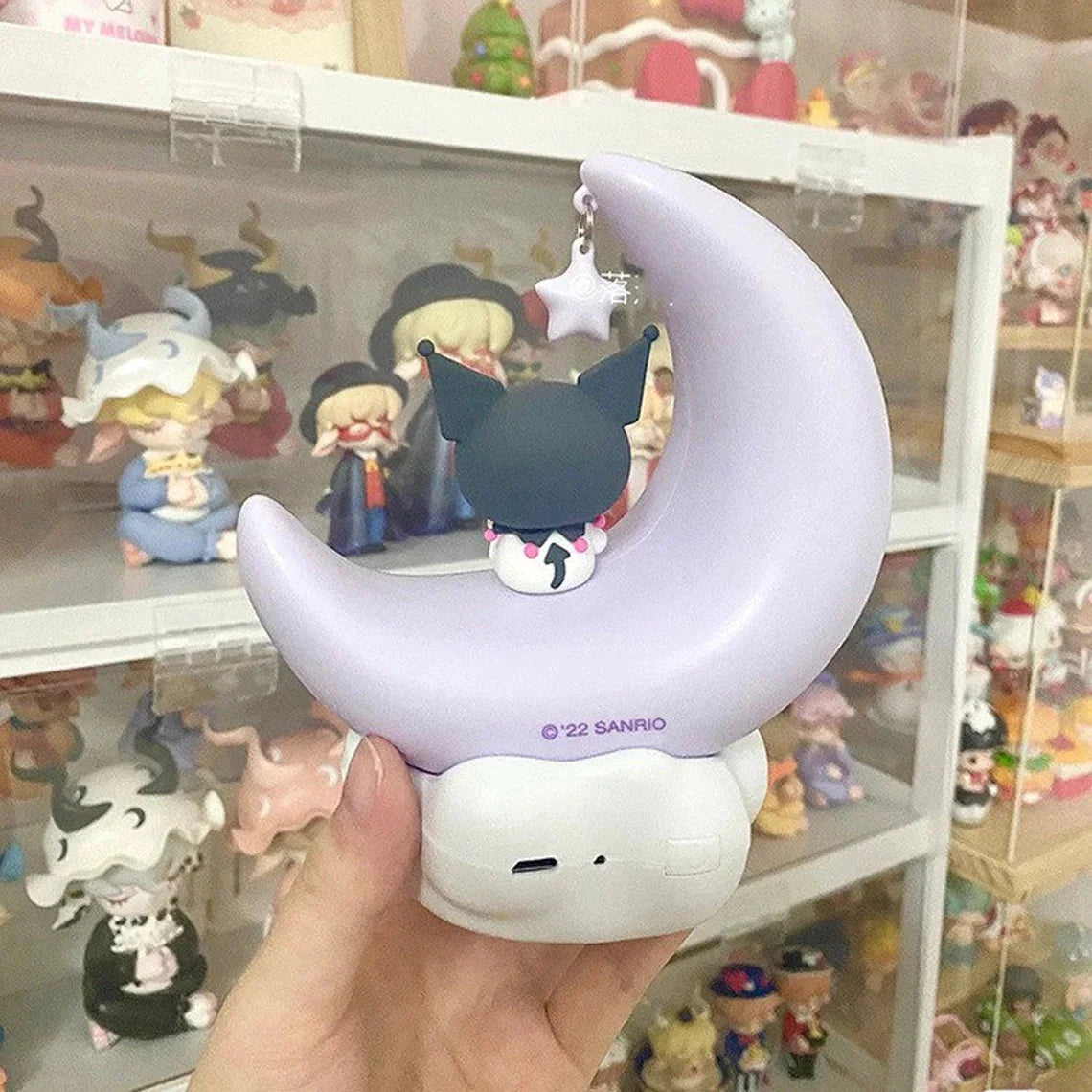 Sanrio Kuromi Sits on Moon Night Purple Light with USB Recharge KawaiiGiftLand
