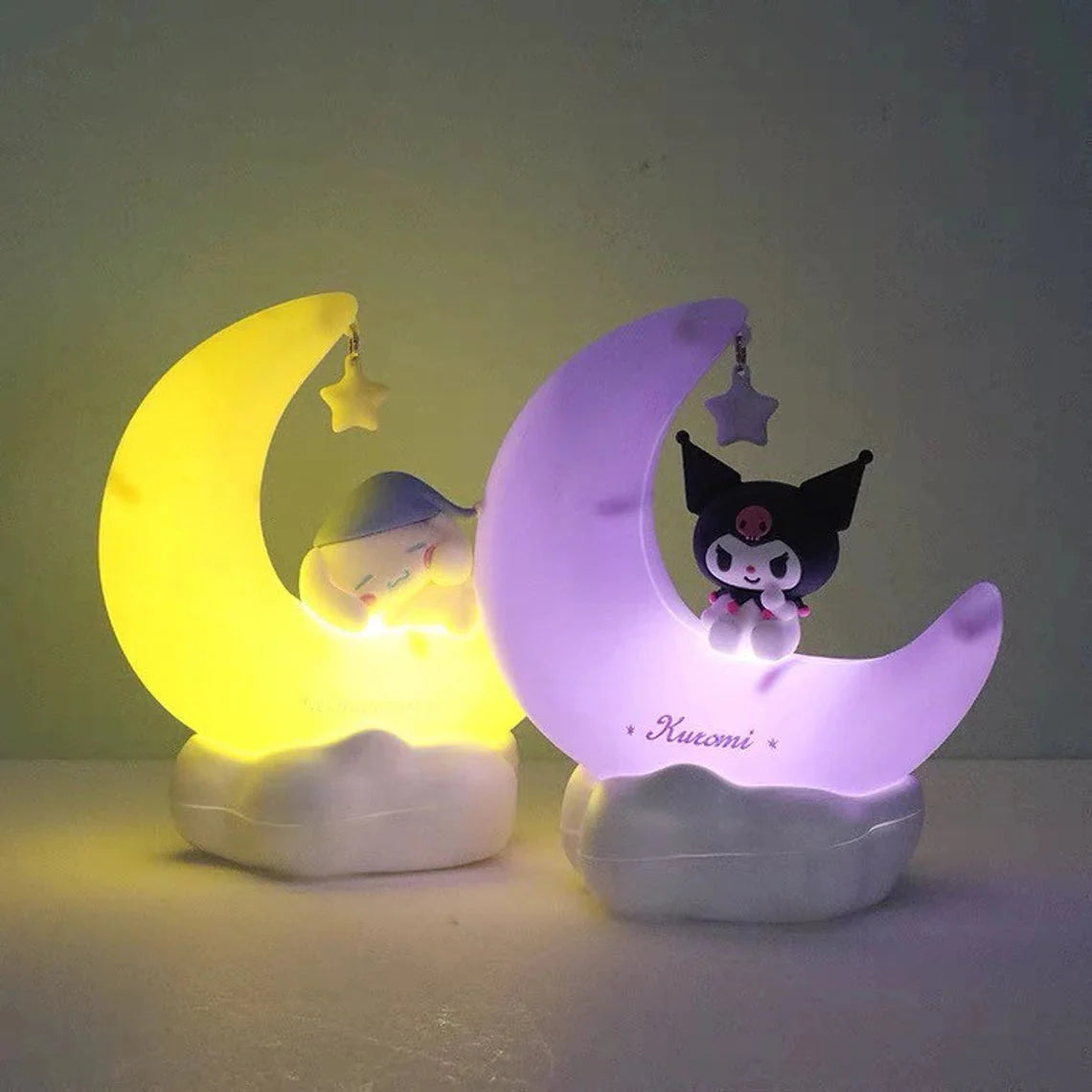 Sanrio Kuromi Sits on Moon Night Purple Light with USB Recharge KawaiiGiftLand