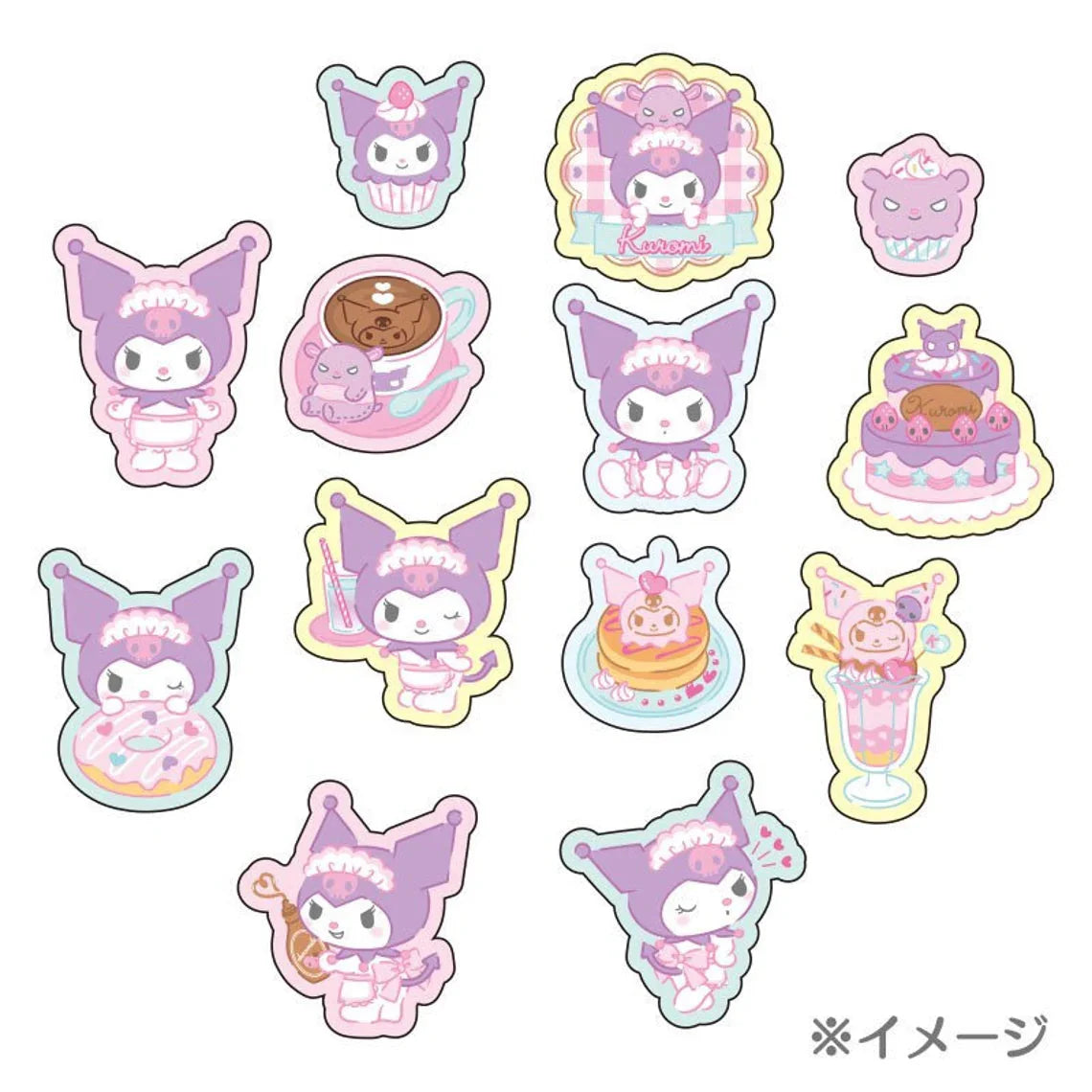 Japan Sanrio Set of 26 Kuromi Sweets Cakes Cafe Stickers KawaiiGiftLand