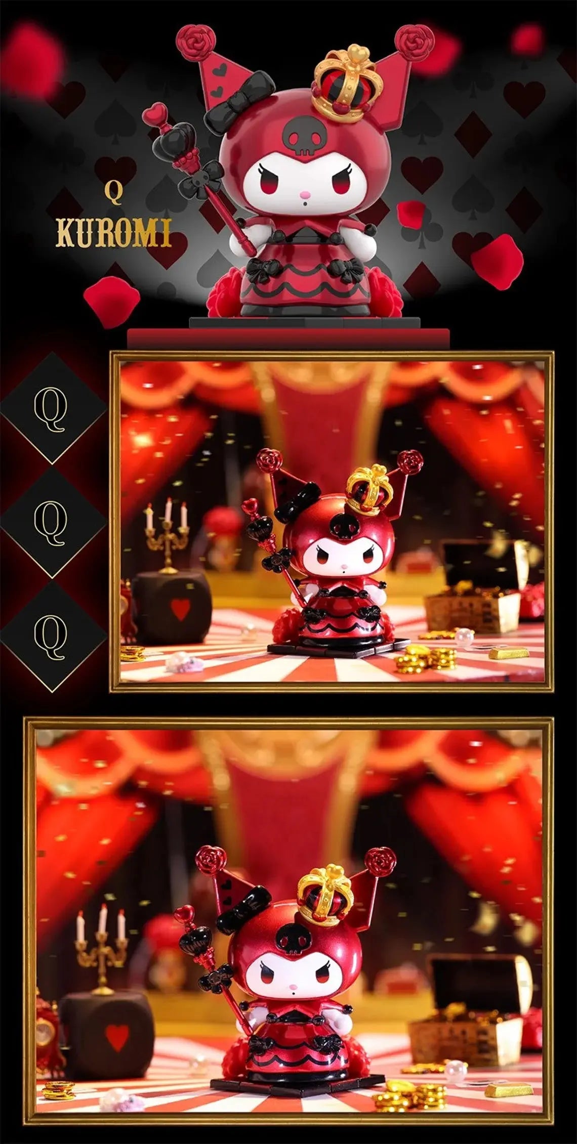 Mystery Blind Box Sanrio Characters Kuromi Poker Kingdom Series’s Kawaii Collectable Toys