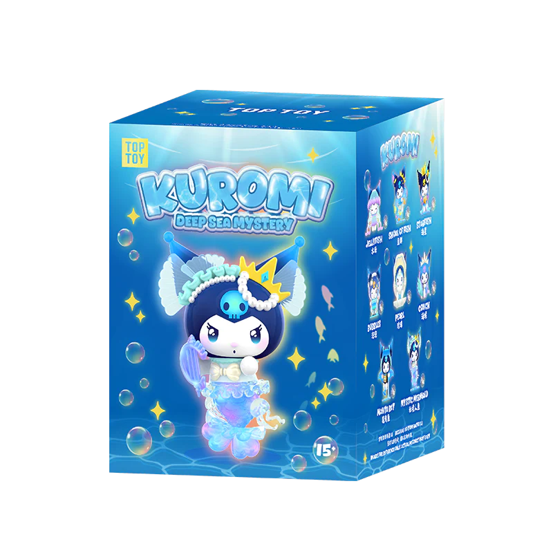 TOPTOY x Sanrio Kuromi Deep Sea Mystery Series Blind Box – Dark Mermaid style Kuromi collectible figure with translucent purple fins and ocean-themed gothic details