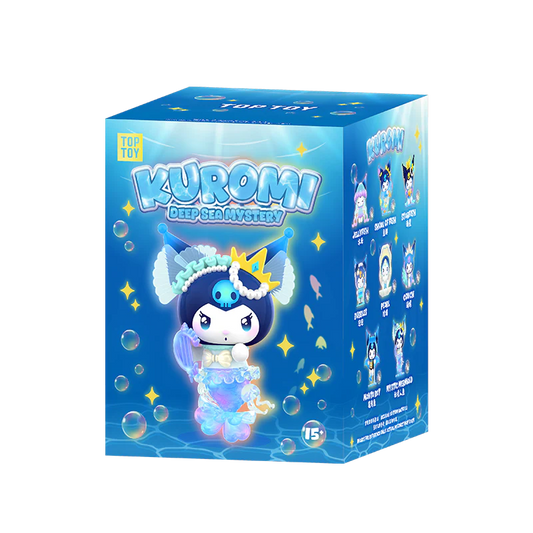 TOPTOY x Sanrio Kuromi Deep Sea Mystery Series Blind Box – Dark Mermaid style Kuromi collectible figure with translucent purple fins and ocean-themed gothic details