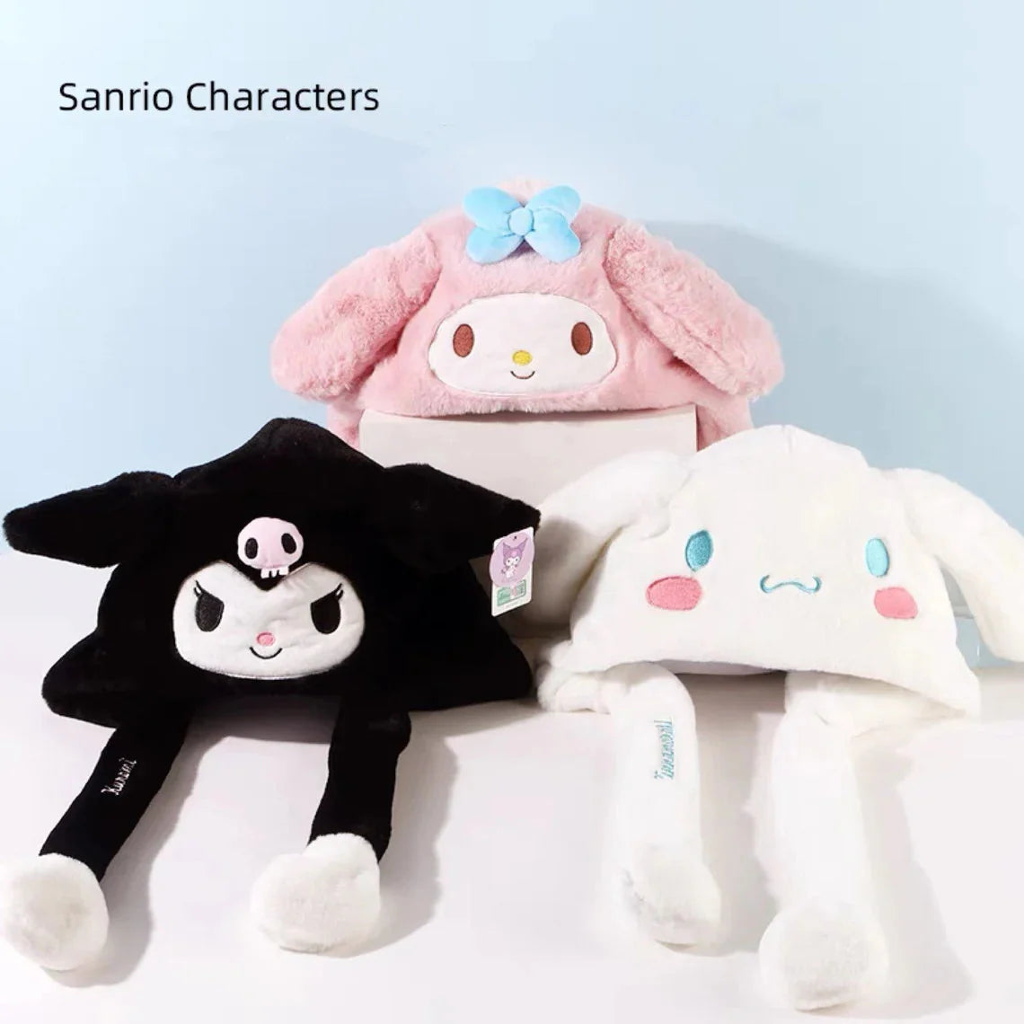 Sanrio My Melody Kuromi Cinnamoroll Hat Ear can Move Winter Warm Accessory Outfits KawaiiGiftLand