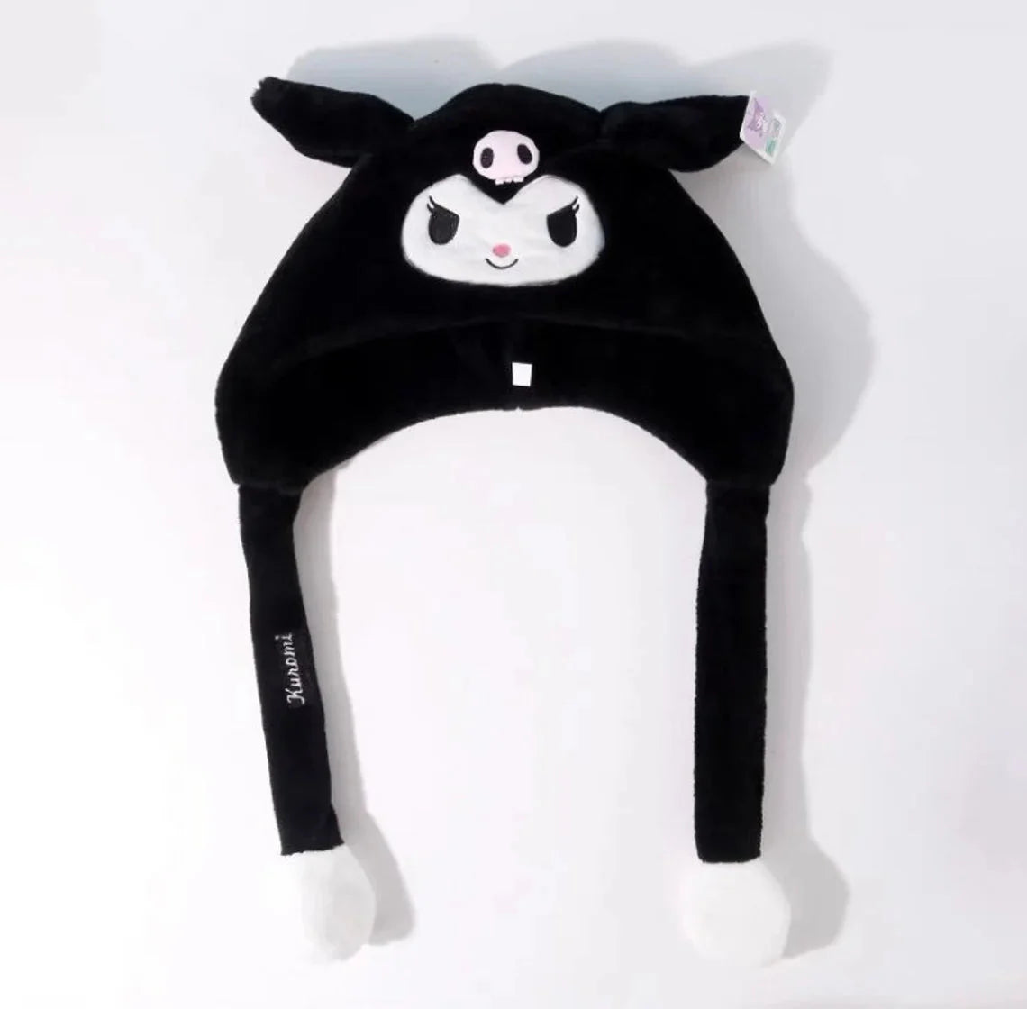 Sanrio My Melody Kuromi Cinnamoroll Hat Ear can Move Winter Warm Accessory Outfits KawaiiGiftLand