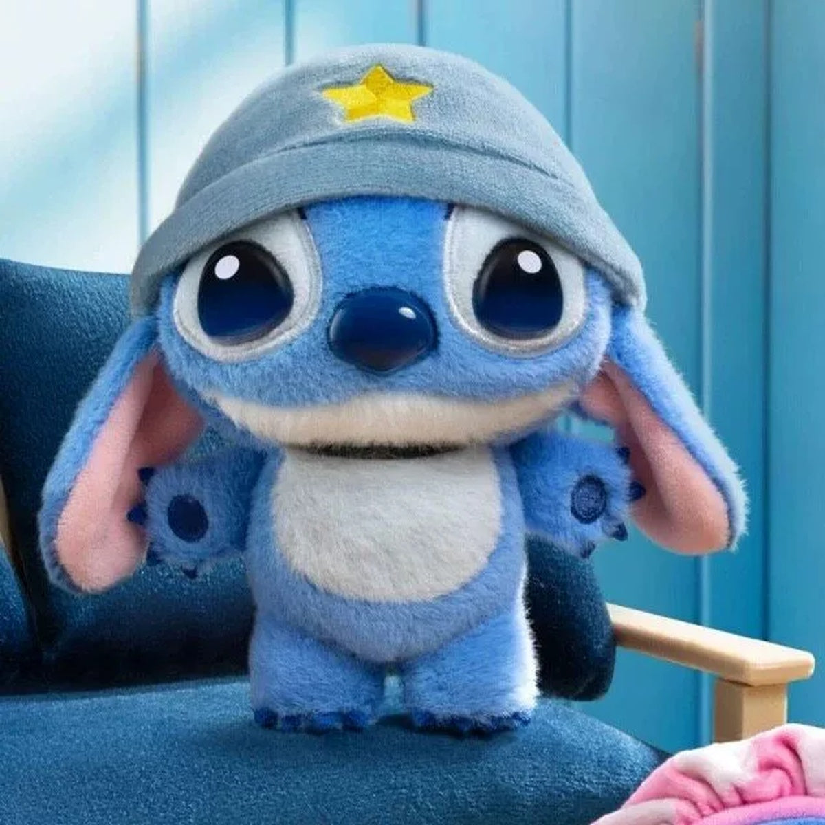 Navy Sailor Stitch plush charm - navy beanie with yellow star