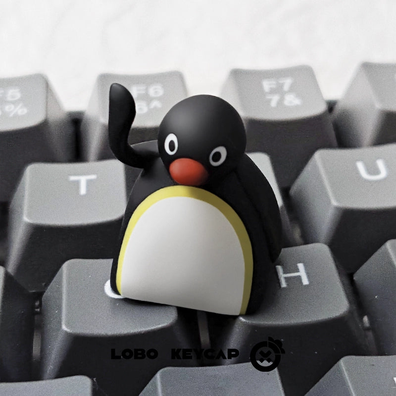 Lobo Keyboard Keycap Pingu- Original Resin Art Custom Cartoon Cute Keycap for Office Pc Gamer Accessories