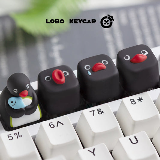 Lobo Keyboard Keycap Pingu- Original Resin Art Custom Cartoon Cute Keycap for Office Pc Gamer Accessories