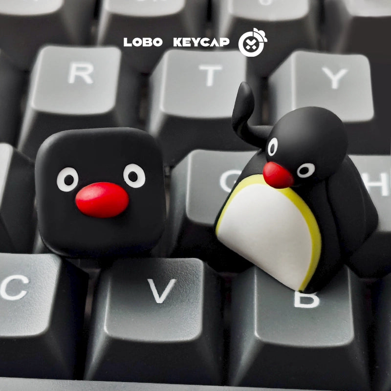 Lobo Keyboard Keycap Pingu- Original Resin Art Custom Cartoon Cute Keycap for Office Pc Gamer Accessories