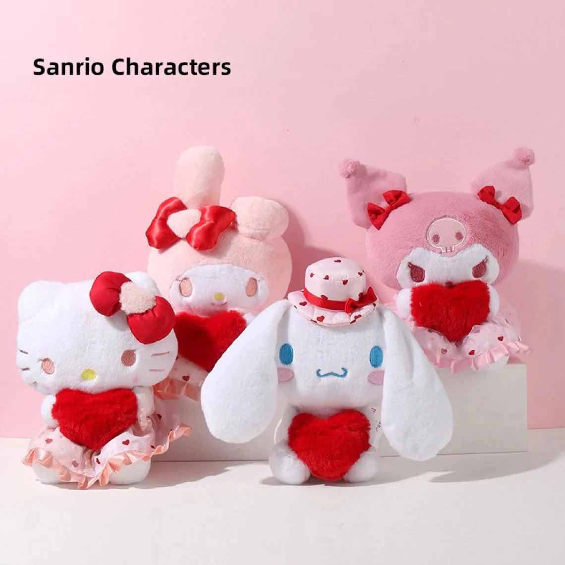 Sanrio Give Heart to you Valentines Hello Kitty My Melody Kuromi Cinnamoroll Plush Doll KawaiiGiftLand