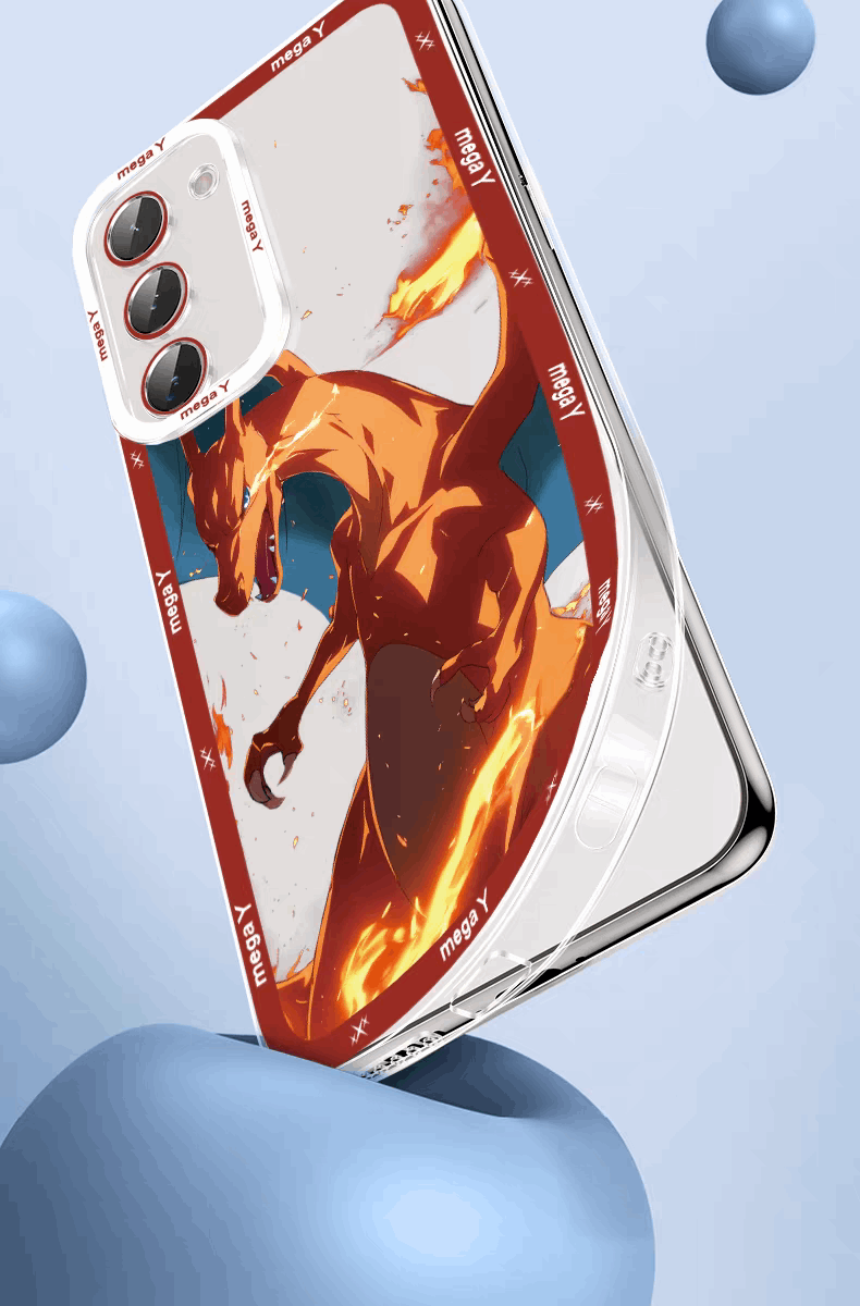 Japanese Cartoon Pokemon Evolution Verison | X Y Charizard - Phone Case Samsung Galaxy S25 S24 S23 S22 S21 FE Ultra