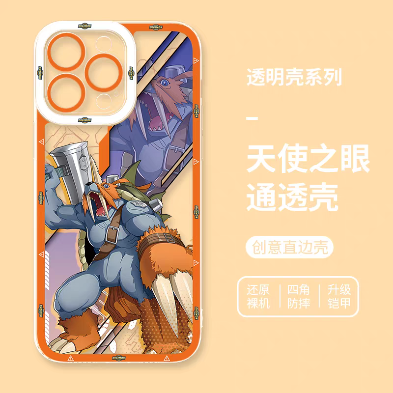 Japanese Cartoon Digimon Adventure Digital Monster Perfect Ultimate Version | Metal Greymon Were Garurumon Angemon Angewomon Zudomon Garudamon Kabuterimon Lillymon - iPhone Case PLUS SE2 XS XR X 11 12 13 14 15 16 16e 17 17e Pro Promax 12mini 13mini