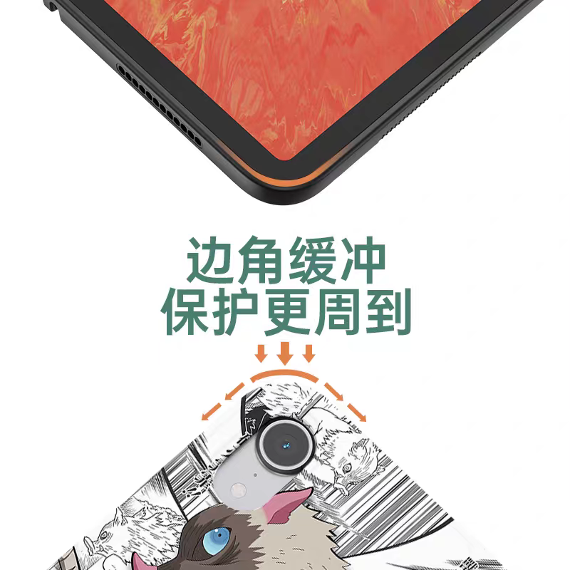 Japanese Anime Kimetsu no Yaiba Demon Slayer Comic Anime Style Protect Case | Tanjiro Nezuko Zenitsu Uzui Tengen Tokito Muichiro Iguro Obanai Rengoku Kyoujurou Giyuu Tomioka - iPad Mini 4,5,6,7 / iPad Air / iPad Pro 2025 2024 2022 2021 2020 2018