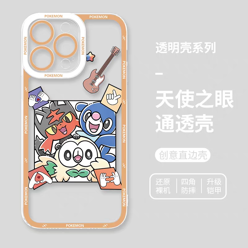 日本の漫画ポケモンロックバンドパーティー | 6スタイル - iPhoneケース PLUS SE2 XS XR X 11 12 13 14 15 16 16e 17 17e Pro Promax 12mini 13mini