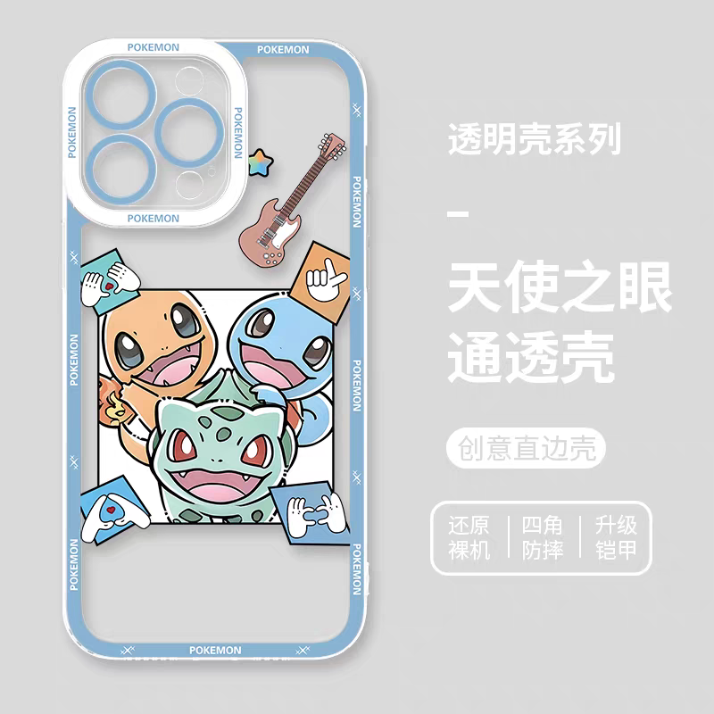 日本の漫画ポケモンロックバンドパーティー | 6スタイル - iPhoneケース PLUS SE2 XS XR X 11 12 13 14 15 16 16e 17 17e Pro Promax 12mini 13mini