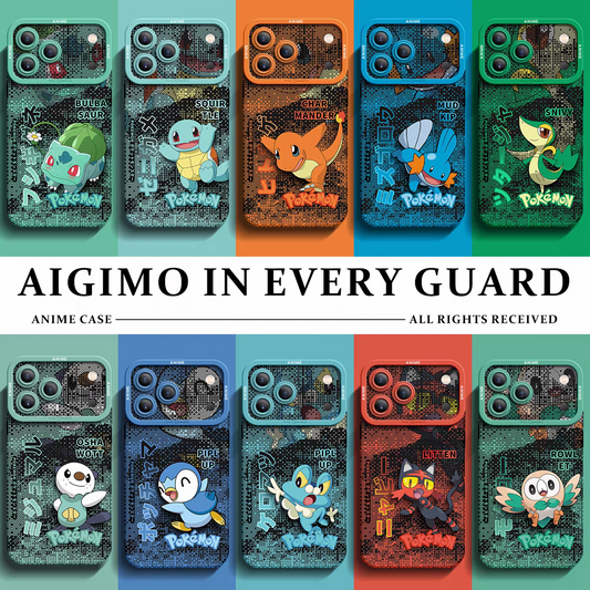 Japanese Cartoon Pokemon Silicone Case Digital Background Version | Bulbasaur Squirtle Charmander Mudkip Snivy Oshawott Piplup Froakie Litten Rowlet - iPhone Case 6 7 8 PLUS SE2 XS XR X 11 12 13 14 15 16 16e 17 Pro Promax 12mini 13mini