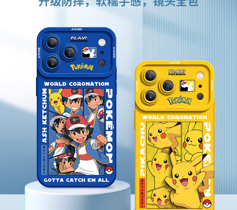 Japanese Cartoon Pokemon Silicone Case World Coronation | Ash Ketchum Pikachu Lucario Sirfetchd Dracovish Dragonite Charizard Gengar - iPhone Case PLUS SE2 XS XR X 11 12 13 14 15 16 16e 17 17e Pro Promax 12mini 13mini