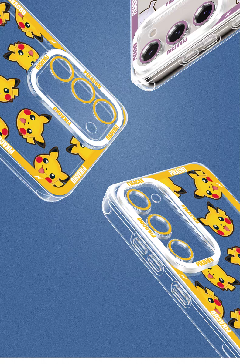 Japan Cartoon Pokemon Full Happy Face Verison | Piplup Mewtwo Ash Greninja Psyduck Mimikyu Eevee Jigglypuff Charmander - Phone Case Samsung Galaxy S26 S25 S24 S23 S22 S21 FE Ultra Edge