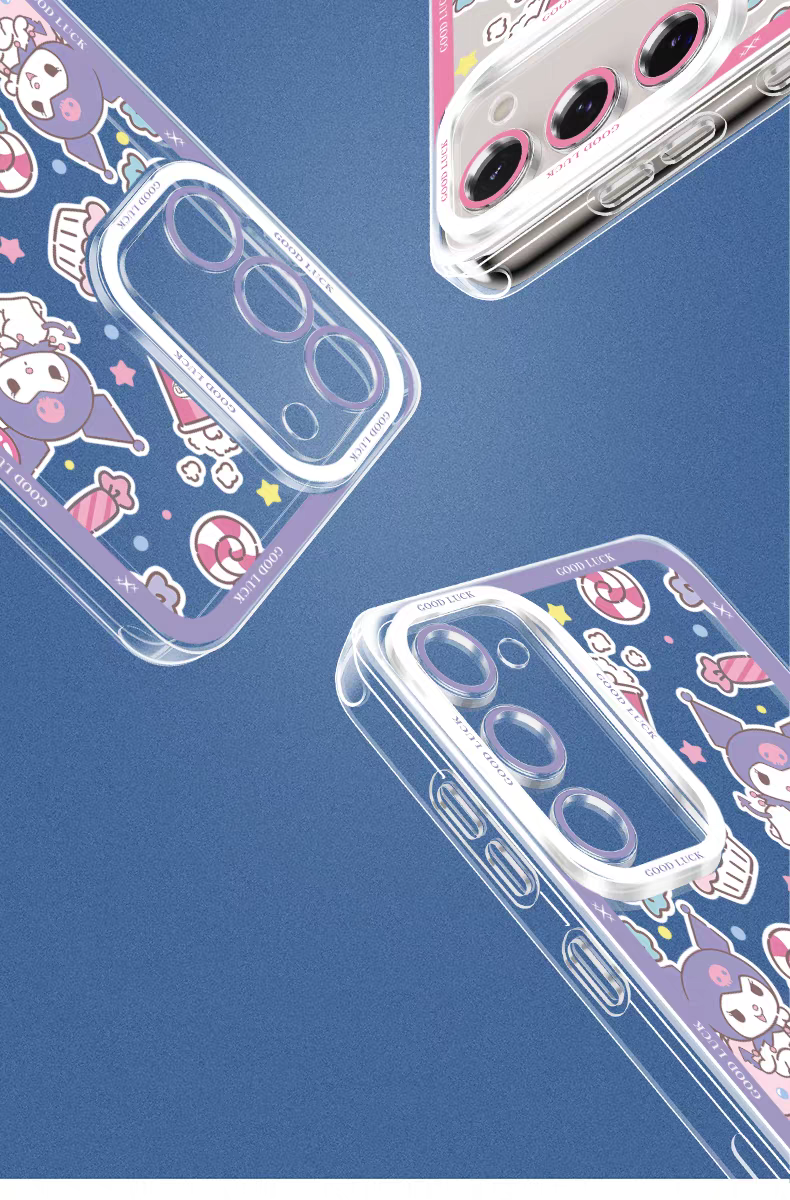 Japan Cartoon Sanrio Full Screen Sweets Pastel Style | Kuromi My Melody Hello Kitty Pompompurin Pochacco Tuxedosam Little Twin Stars Cinnamoroll- Phone Case Samsung Galaxy S26 S25 S24 S23 S22 S21 FE Ultra Edge