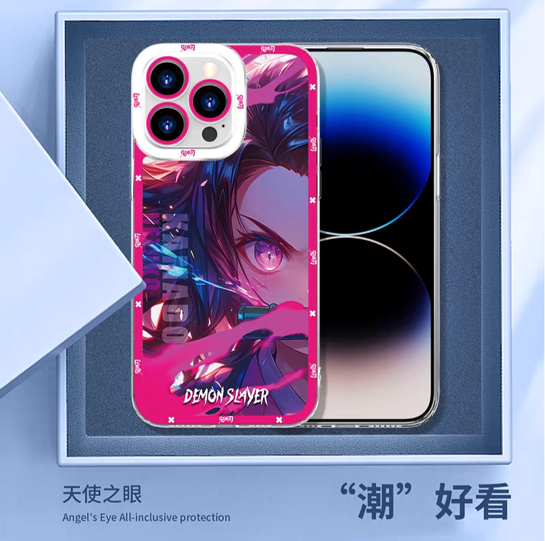 Japanese Anime Kimetsu no Yaiba Demon Slayer Half Battle Soul Style | Tanjiro Nezuko Zenitsu Inosuke Giyuu Muichiro Rengoku Mitsuri - iPhone Case PLUS SE2 XS XR X 11 12 13 14 15 16 16e 17 17e Pro Promax 12mini 13mini