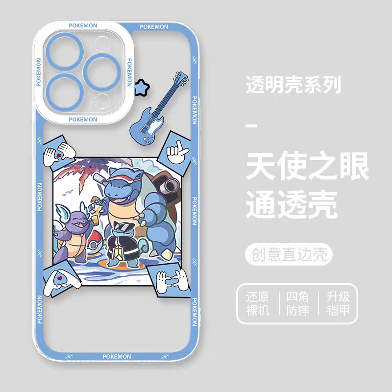 日本の漫画ポケモンロックバンドパーティー | 6スタイル - iPhoneケース PLUS SE2 XS XR X 11 12 13 14 15 16 16e 17 17e Pro Promax 12mini 13mini