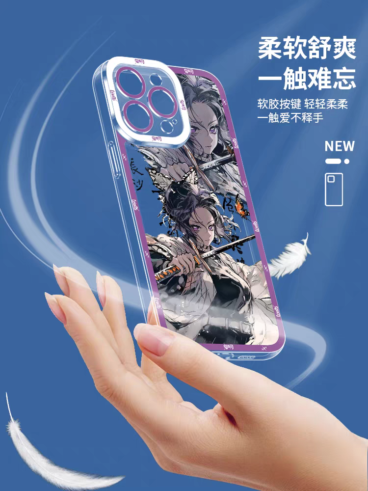 Japanese Anime Kimetsu no Yaiba Demon Slayer Fighting Drawing Style | Giyuu Uzui Obanai Rengoku Mitsuri Shinobu - iPhone Case 7 8 PLUS SE2 XS XR X 11 12 13 14 15 16 16e 17 Pro Promax 12mini 13mini