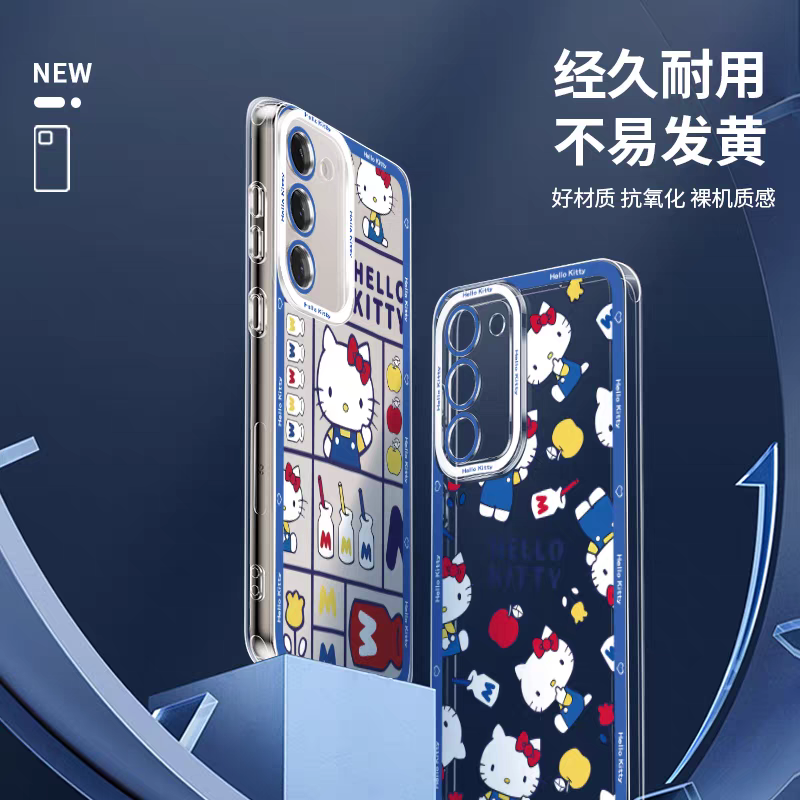 Japanese Cartoon Hello Kitty | Vintage Kitty Blue Version 5 Styles - Phone Case Samsung Galaxy S26 S25 S24 S23 S22 S21 FE Ultra Edge