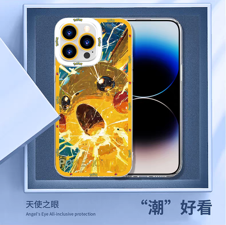Japan Cartoon Pokemon Fighting Soul Version Part1 | Pikachu Gengar Eevee Charmander Mewtwo Squirtle Psyduck Lucario 8 Styles - iPhone Case PLUS SE2 XS XR X 11 12 13 14 15 16 16e 17 17e 18 Pro Promax 12mini 13mini