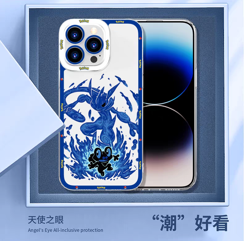Japan Cartoon Pokemon Evolution Soul Version | Pikachu Raichu Froakie Greninja Genger Mew Mewtwo Riolu Lucario Charmander Charizard Bulbasaur Venusaur Vulpix Ninetales - iPhone Case PLUS SE2 11 12 13 14 15 16 16e 17 17e Pro Promax 12mini 13mini