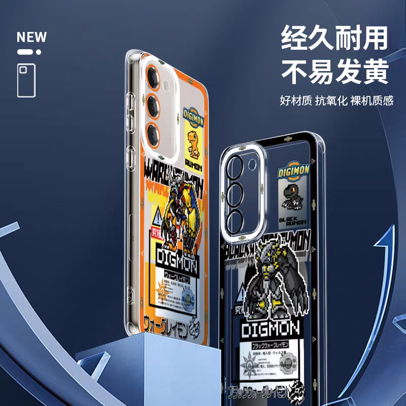 Anime Digimon Digital Monster Pixel Game Version | Black War Greymon Metal Garurumon Angewomon - Phone Case Samsung Galaxy S26 S25 S24 S23 S22 S21 FE Ultra Edge