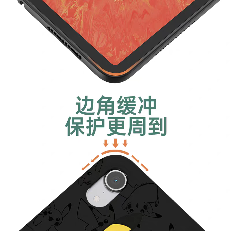 Japanese Cartoon Pokemon Protect Case | Psyduck with Egg & Back of Pikachu - iPad Mini 4,5,6,7 / iPad Air / iPad Pro 2025 2024 2022 2021 2020 2018