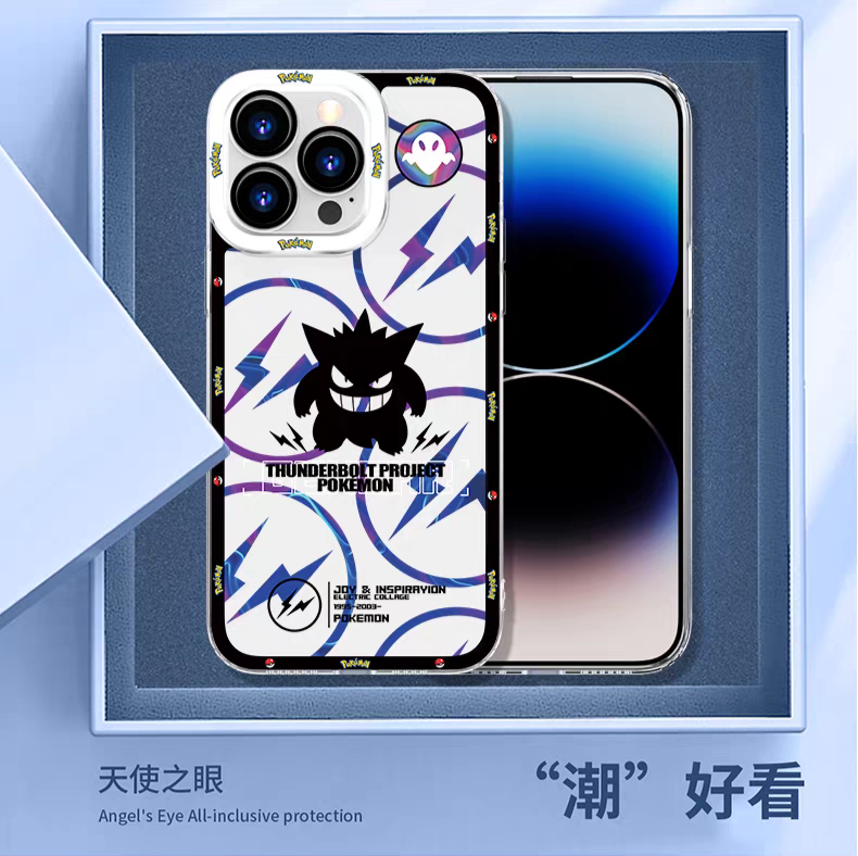 Japan Cartoon Pokemon Thunderbolt Project Version | Pikachu Gengar Squirtle Mewtwo Ash Greninja Charizard Rayquaza Lucario - iPhone Case PLUS SE2 XS XR X 11 12 13 14 15 16 16e 17 17e Pro Promax 12mini 13mini